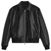 mens-shirt-collar-black-faux-leather-bomber-jacket