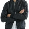 mens-simple-black-faux-leather-bomber-jacket