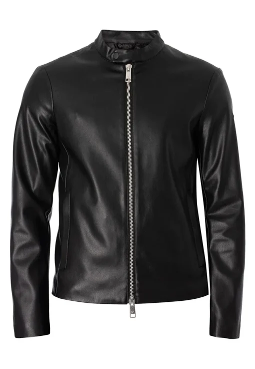 mens-snap-button-collar-black-faux-leather-jacket