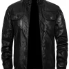 mens-stand-collar-black-faux-leather-slim-fit-bomber-jacket