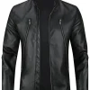 mens-stand-collar-casual-black-faux-leather-jacket