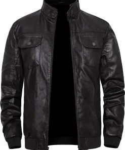mens-stand-collar-coffee-faux-leather-slim-fit-bomber-jacket