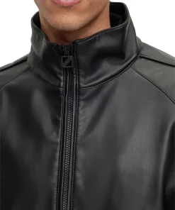 mens-stand-collar-faux-leather-black-bomber-jacket