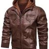 mens-vintage-brown-faux-leather-bomber-jacket-with-removable-hood