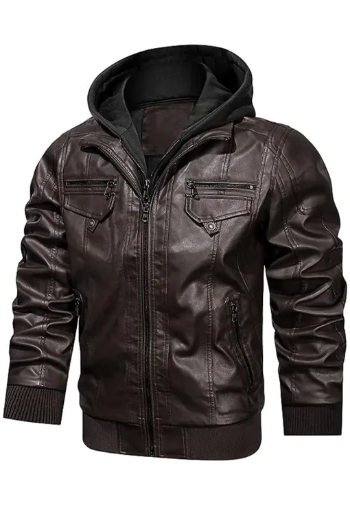 mens-vintage-coffee-faux-leather-bomber-jacket-with-removable-hood