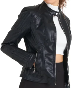snap-tab-collar-womens-black-faux-leather-biker-jacket