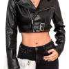 womens-black-faux-leather-bomber-buckle-belted-crop-jacket