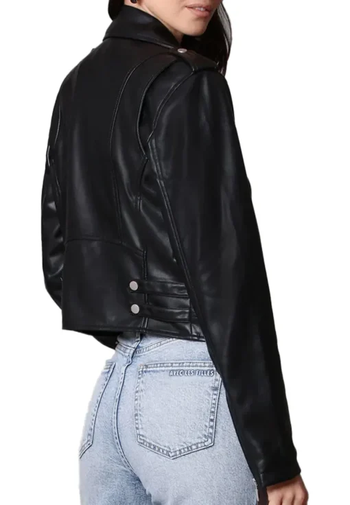 womens-branded-black-faux-leather-biker-jacket