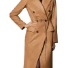 womens-double-breasted-brown-faux-leather-trench-coat
