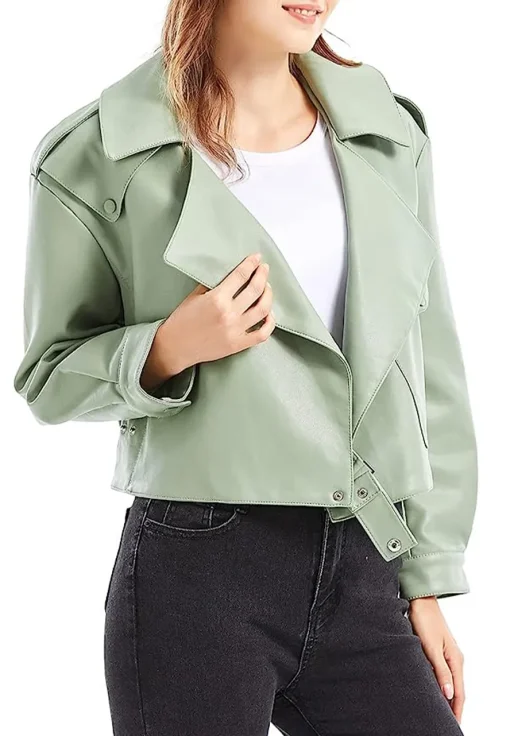 womens-green-faux-leather-biker-jacket