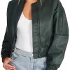 womens-green-faux-leather-crop-bomber-jacket