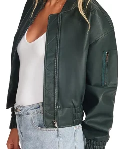 womens-green-faux-leather-crop-bomber-jacket