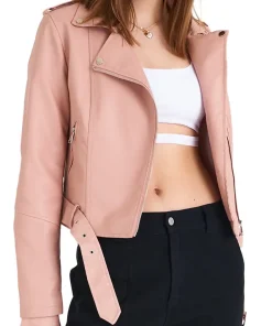 womens-pink-faux-leather-light-jacket