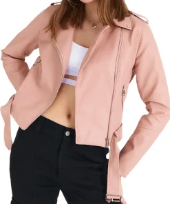 womens-pink-faux-leather-light-jacket