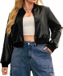 womens-zip-front-black-faux-leather-bomber-jacket