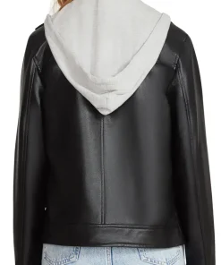 womens-zip-up-black-faux-leather-hooded-jacket