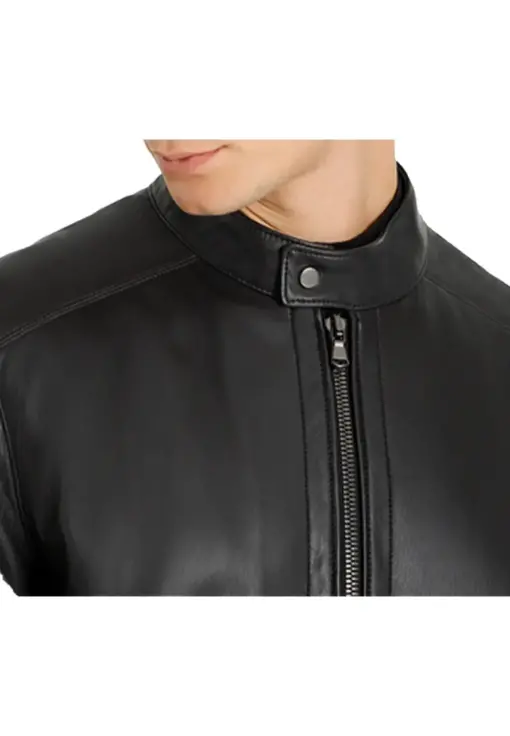 mens-buttoned-collar-black-faux-leather-bomber-jacket