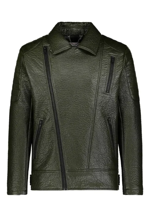 mens-army-green-faux-leather-biker-jacket