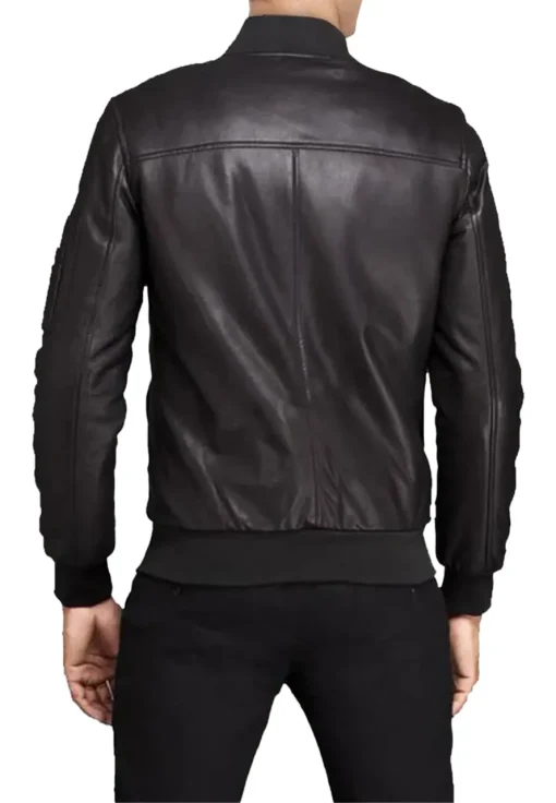 mens-biker-black-faux-leather-bomber-jacket