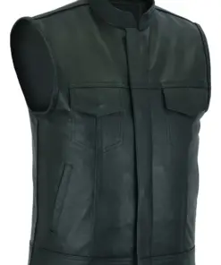 mens-black-biker-faux-leather-vest