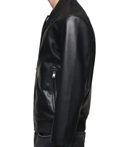 mens-black-faux-leather-classic-bomber-jacket