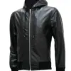 mens-black-hoodie-faux-leather-bomber-jacket