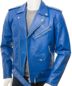 mens-blue-faux-leather-biker-jacket