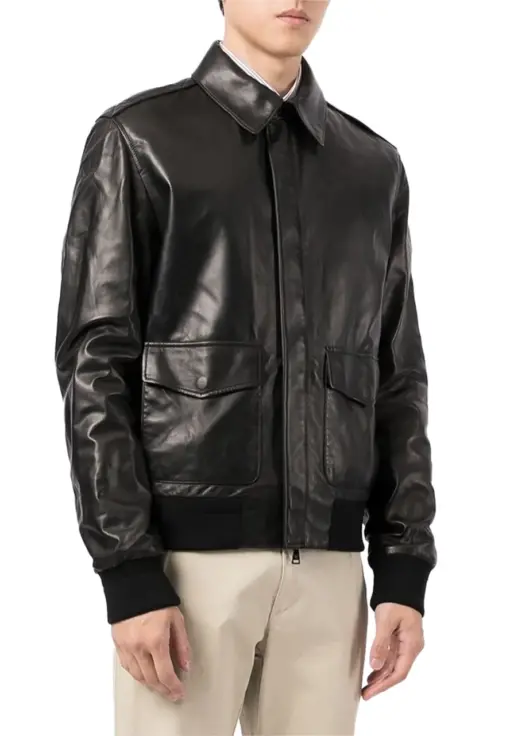 mens-bomber-black-faux-leather-moto-jacket