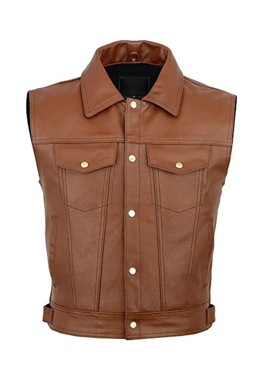 Men's Brown Faux Leather Vest 1 mens-brown-faux-leather-vest