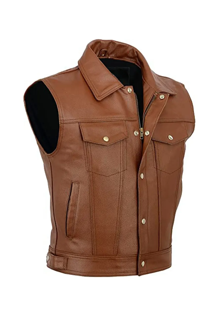 Men's Brown Faux Leather Vest 3 mens-brown-faux-leather-vest