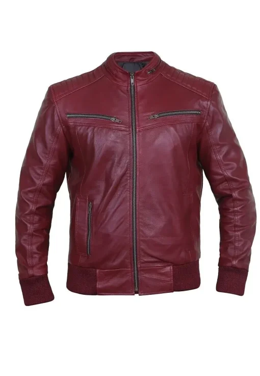 mens-burgundy-faux-leather-bomber-jacket