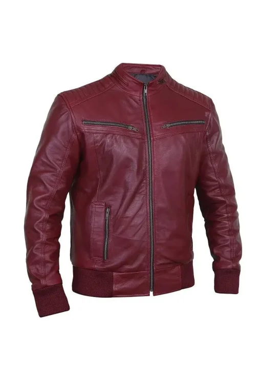 mens-burgundy-faux-leather-bomber-jacket