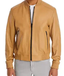 mens-camel-brown-faux-leather-bomber-jacket