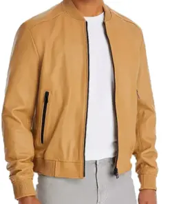 mens-camel-brown-faux-leather-bomber-jacket