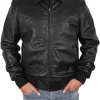mens-casual-black-faux-leather-motorbike-bomber-jacket