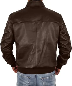 mens-casual-brown-faux-leather-motorbike-bomber-jacket