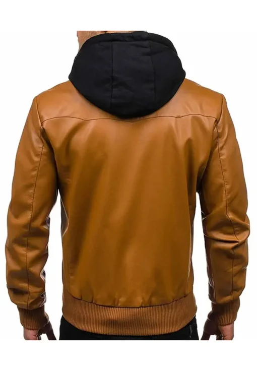 mens-causal-brown-faux-leather-bomber-jacket-with-hoodie