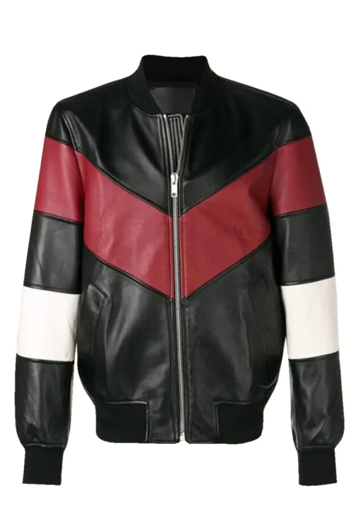 mens-chevron-stripe-faux-leather-bomber-jacket
