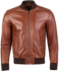 mens-chocolate-brown-bomber-faux-leather-jacket