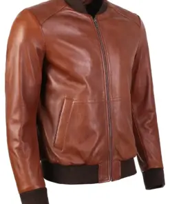 mens-chocolate-brown-bomber-faux-leather-jacket