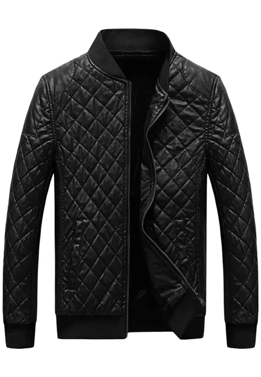 mens-diamond-quilted-black-faux-leather-bomber-jacket