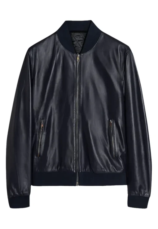 mens-elegant-blue-faux-leather-bomber-jacket