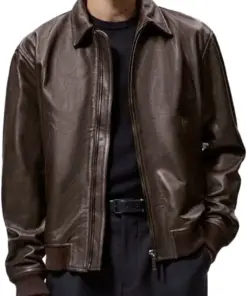 mens-excelled-brown-faux-leather-bomber-jacket