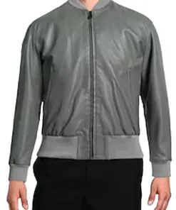 mens-gray-bomber-faux-leather-jacket