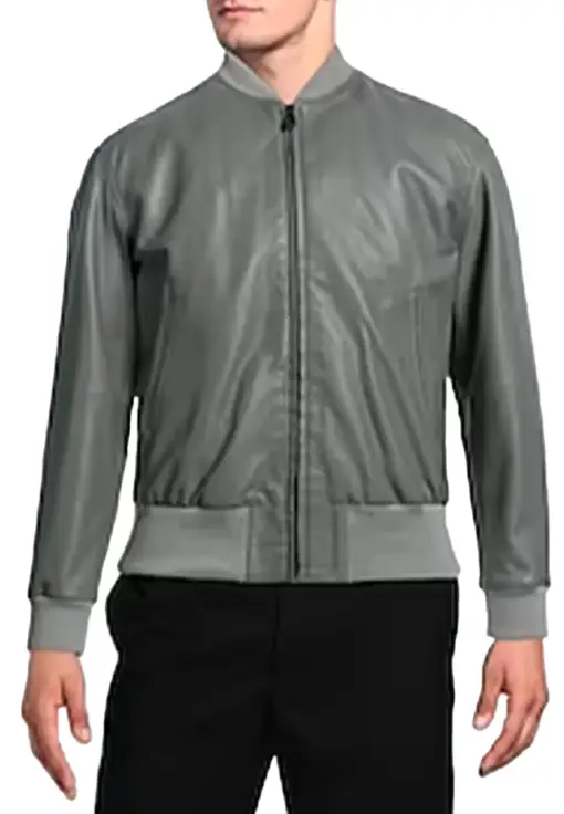 mens-gray-bomber-faux-leather-jacket
