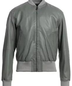 mens-gray-bomber-faux-leather-jacket