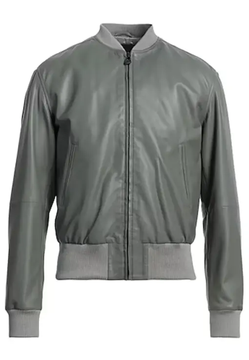 mens-gray-bomber-faux-leather-jacket