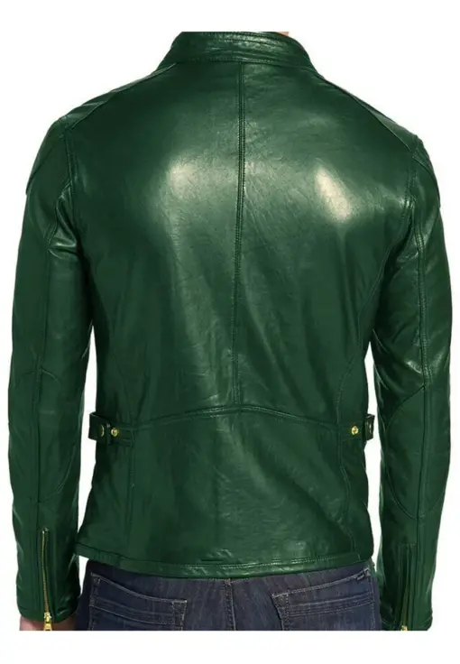 mens-green-faux-leather-biker-jacket
