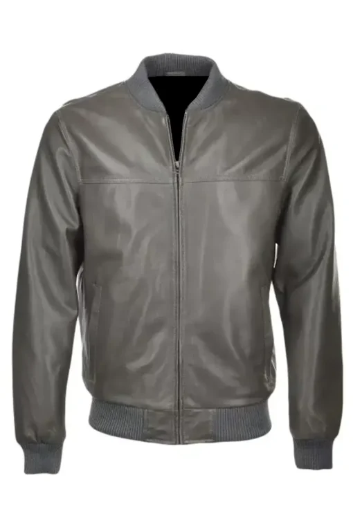 mens-grey-bomber-faux-leather-jacket