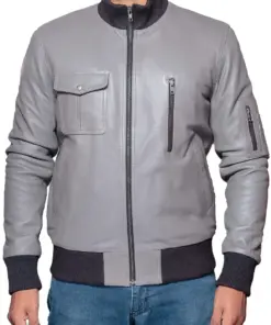 mens-grey-faux-leather-flight-bomber-jacket